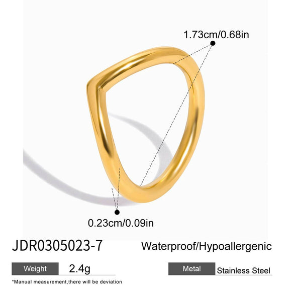 Wholesale Women's Classic Style Stainless Steel Glossy Line Ring With Geometric Design And Electroplating