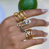 Wholesale Women's Classic Style Stainless Steel Glossy Line Ring With Geometric Design And Electroplating