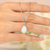 Wholesale Women's Classical Imitation Opal Necklace With Geometric Design Copper O Chain Mixed Gemstone Inlay And Electroplating