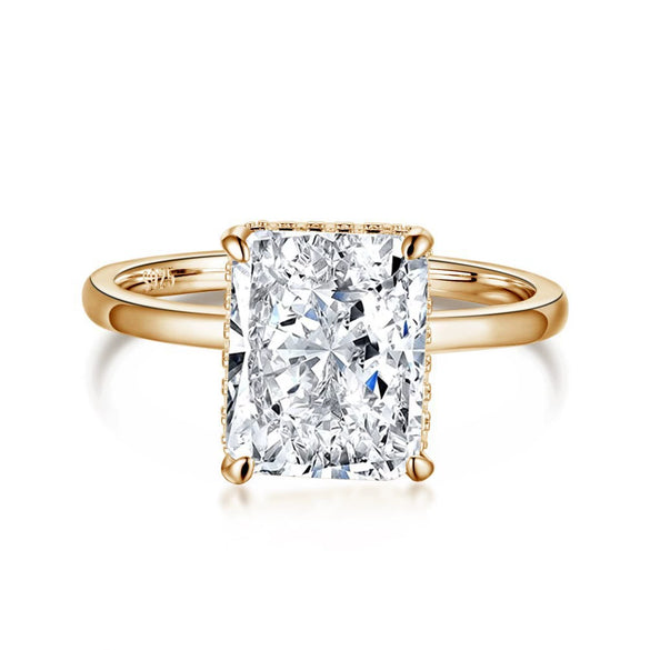 Wholesale Women's 4Claw 925 Sterling Silver Ring With Geometric Pattern And Electroplating Treatment Light Luxury Style Snowflake Zircon