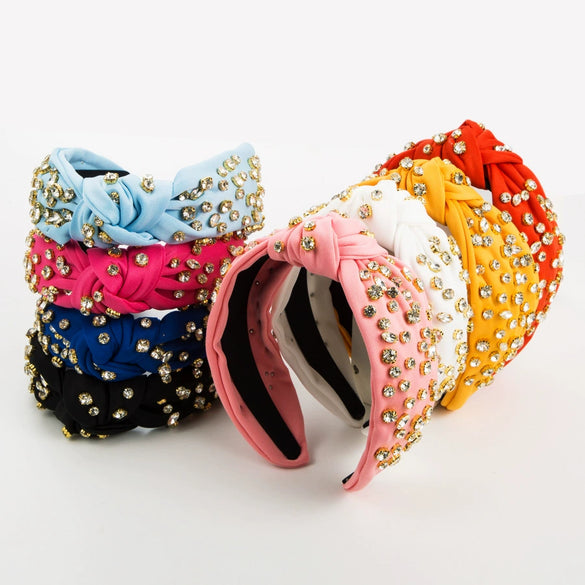 Wholesale Women's Cloth Baroque Style Diamond Knotted Widebrimmed Headband Hair Accessories