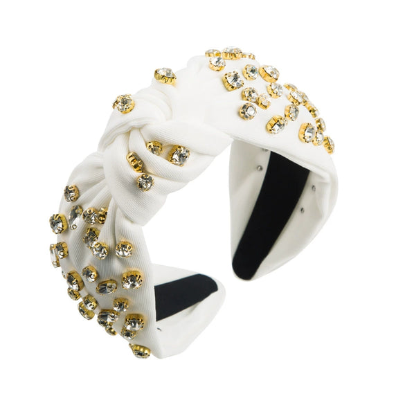 Wholesale Women's Cloth Baroque Style Diamond Knotted Widebrimmed Headband Hair Accessories