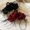 Wholesale Women's Cloth Handmade Multilayer Ruffled Feather Hairpin And Shark Clip Hair Accessories Highend Geometric Style