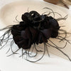 Wholesale Women's Cloth Handmade Multilayer Ruffled Feather Hairpin And Shark Clip Hair Accessories Highend Geometric Style
