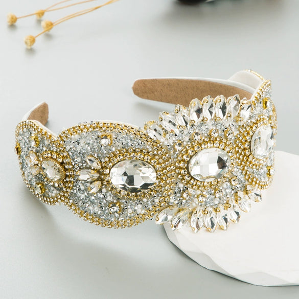 Wholesale Women's Cloth Headband French Retro Light Luxury Heavy Industry Style With Rhinestones
