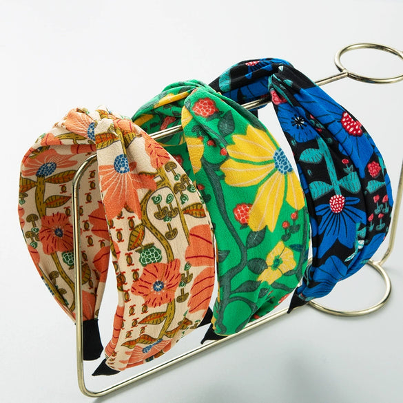 Wholesale Women's Cloth Light Luxury Embroidered Printed Headbands With Diamond Inlay