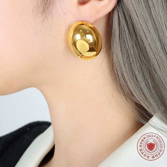 Wholesale Women's Cold Chic Geometric Oval Titanium Steel Electroplated Earrings Fashion Ear Jewelry