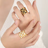 Wholesale Women's Cold Style Dripping Oil Metal Woven Geometric Titanium Steel Ring With 18K Gold Plated Electroplating Retro Design