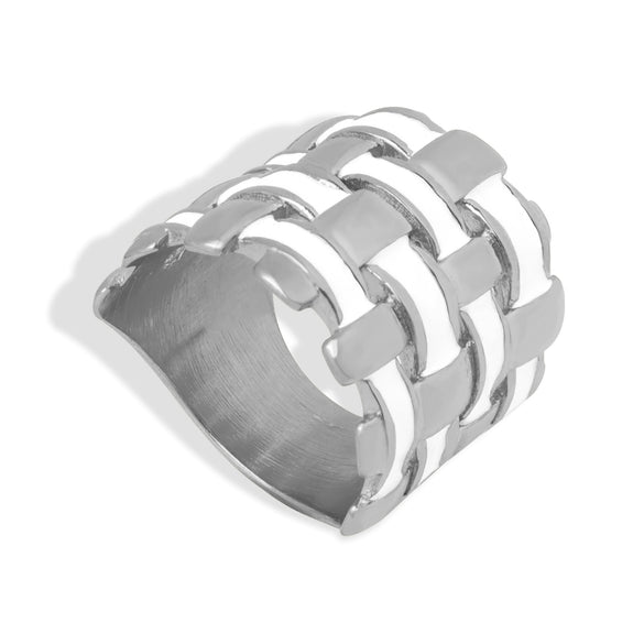 Wholesale Women's Cold Style Dripping Oil Metal Woven Geometric Titanium Steel Ring With 18K Gold Plated Electroplating Retro Design