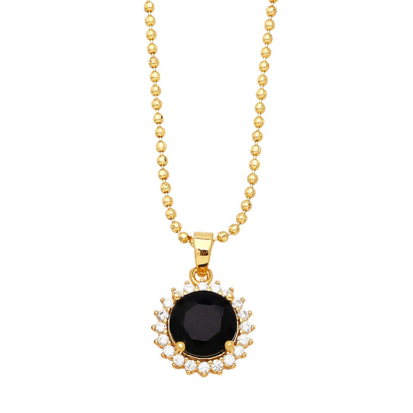 Wholesale Women's Cold Style Geometric Round Copper Zircon Necklace With Ball Chain And Electroplating Pattern Of Letters Numbers Text