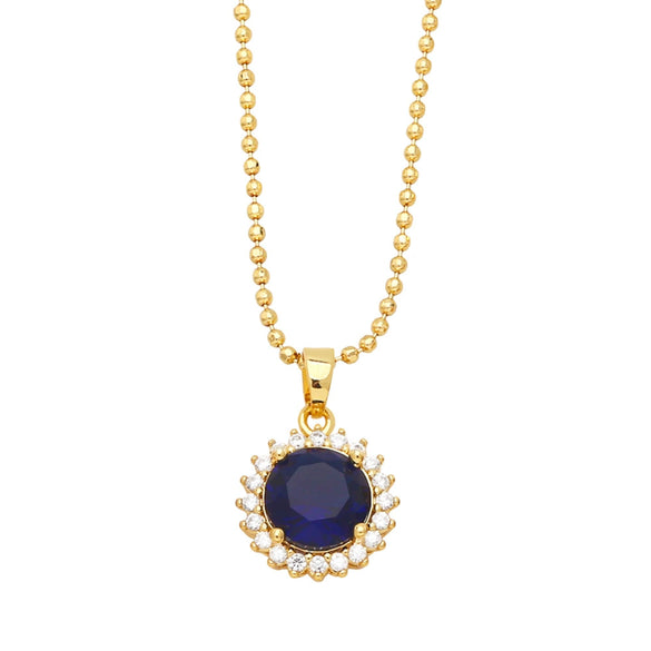 Wholesale Women's Cold Style Geometric Round Copper Zircon Necklace With Ball Chain And Electroplating Pattern Of Letters Numbers Text