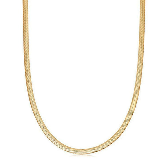 Wholesale Women's Cold Style Geometric 925 Silver Stacked Flat Snake Bone Chain Clavicle Necklace With Electroplating