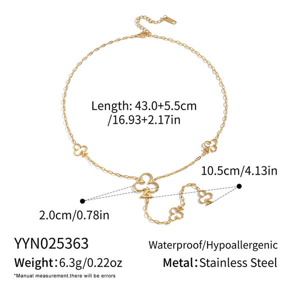 Wholesale Women's Cold Style 18K Real Gold Plated Flower Shape Necklace And Sweater Chain Jewelry Accessories With Pvd Furnace Vacuum Real Gold Plating