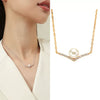 Wholesale Women's Cold Style Light Luxury Niche Design Geometric S925 Sterling Silver And Natural Freshwater Pearl Pendant Necklace Set With Gems