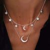 Wholesale Women's Cold Style Metal Multilayer Necklace With Cross Moon Star Pendant Alloy Material Twisted Chain Electroplating Process