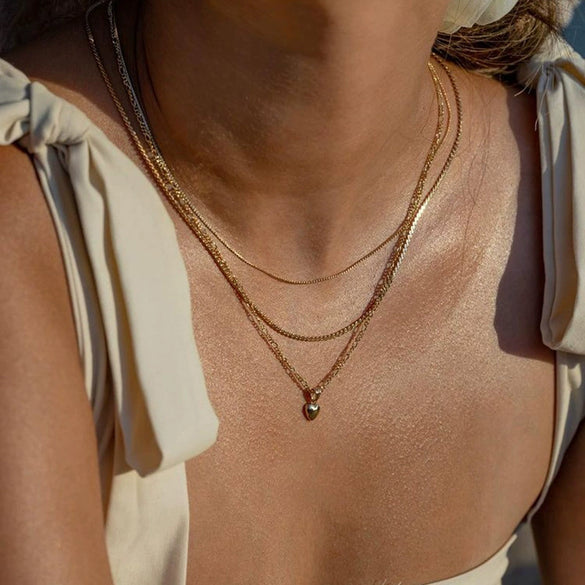 Wholesale Women's Cold Style Metal Multilayer Necklace With Cross Moon Star Pendant Alloy Material Twisted Chain Electroplating Process