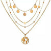 Wholesale Women's Cold Style Metal Multilayer Necklace With Cross Moon Star Pendant Alloy Material Twisted Chain Electroplating Process