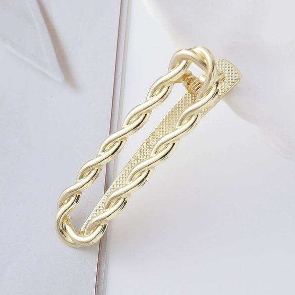 Wholesale Women's Cold Style Zinc Alloy Wave Shaped Duckbill Hairpin With Love Butterfly Design And Electroplating Treatment