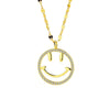 Wholesale Women's Collarbone Chain S925 Silver Round Smiley Face Necklace Casual Geometric Style