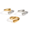 Wholesale Women's Colorblocking Gold And Silver Titanium Steel Ring With Geometric Pattern And Electroplating Processing