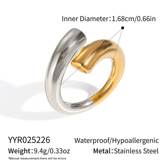 Wholesale Women's Colorblocking Gold And Silver Titanium Steel Ring With Geometric Pattern And Electroplating Processing