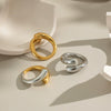Wholesale Women's Colorblocking Gold And Silver Titanium Steel Ring With Geometric Pattern And Electroplating Processing