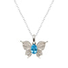 Wholesale Women's Colored Gemstone Necklace Butterfly Style S925 Sterling Silver Inlaid With Natural Sapphire Tanzanite Animal Zodiac Design