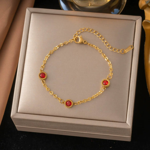 Wholesale Women's Colorful Diamond Geometric Stainless Steel Vacuum Plated Bracelet Light Luxury Simple Fashionable And Nonfading
