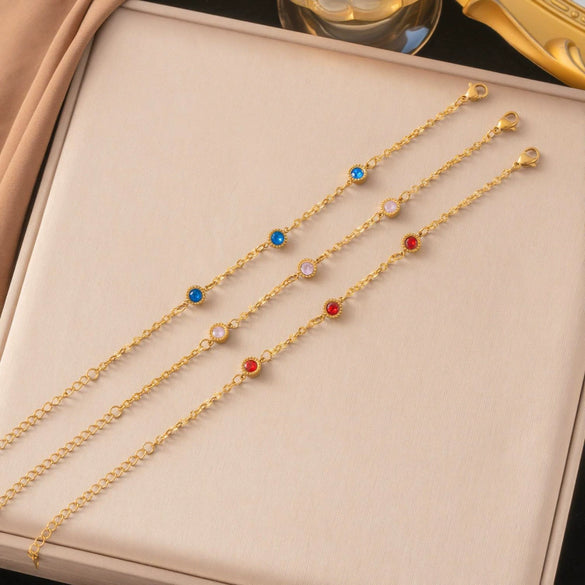 Wholesale Women's Colorful Diamond Geometric Stainless Steel Vacuum Plated Bracelet Light Luxury Simple Fashionable And Nonfading