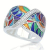 Wholesale Women's Colorful Geometric Niche Ring Jewelry Made Of Copper With Zirconia Design