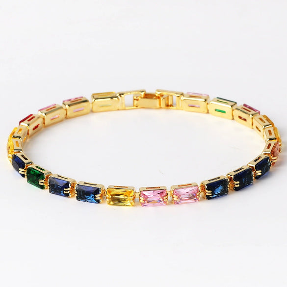 Wholesale Women's Colorful Zircon Bracelet With Electroplating And Niche Design