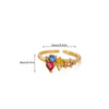 Wholesale Women's Colorful Zircon Geometric Heartshaped Copper Ring Inlaid With Gold
