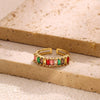 Wholesale Women's Colorful Zircon Geometric Heartshaped Copper Ring Inlaid With Gold