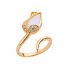 Wholesale Women's Colorful Zircon Geometric Heartshaped Copper Ring Inlaid With Gold