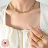 Wholesale Women's Colorful Zircon Stitching Copper Chain Necklace And Bracelet Set With Fish Eye Design Electroplated