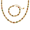 Wholesale Women's Colorful Zircon Stitching Copper Chain Necklace And Bracelet Set With Fish Eye Design Electroplated
