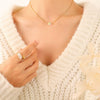 Wholesale Women's Commuter Glass Crystal Pendant Titanium Steel Necklace With Geometric Pattern And Electroplating Snake Bone Chain