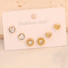 Wholesale Women's Compact Geometric Round Stainless Steel Earrings With Heart Shape Pattern And Electroplating