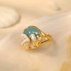 Wholesale Women's Conch Ring Copper Geometric Style Electroplating Natural Freshwater Pearl Open Ring