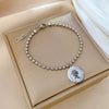Wholesale Women's Constellation Gold Inlaid Titanium Steel Round Bead Chain Bracelet