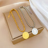 Wholesale Women's Constellation Gold Inlaid Titanium Steel Round Bead Chain Bracelet