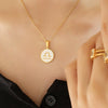 Wholesale Women's Constellation Necklace Inlaid With White Seashells And Titanium Steel 18K Gold Plated