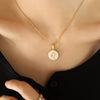 Wholesale Women's Constellation Necklace Inlaid With White Seashells And Titanium Steel 18K Gold Plated