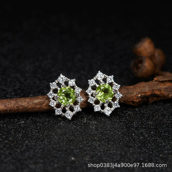 Wholesale Women's Cool Style Geometric S925 Sterling Silver 18K Gold Plated Gem Set Earrings