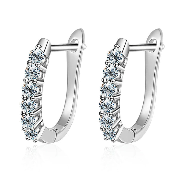 Wholesale Women's Cool U Shaped 925 Sterling Silver Moissanite Earrings With Geometric Design And Electroplating