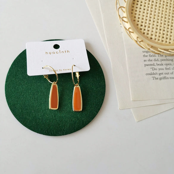 Wholesale Women's Copper Alloy Electroplated Geometric Retro Oil Drop Earrings