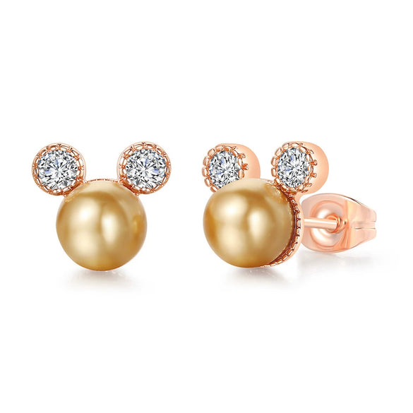 Wholesale Women's Copper Alloy Inlaid Mickey Head Pearl Earrings