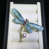 Wholesale Women's Copper Alloy Natural Freshwater Pearl Dragonfly Insects Brooch Coat Accessories With Electroplating