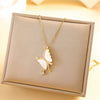 Wholesale Women's Copper And Titanium Steel Butterfly Pendant Necklace With Real Gold Plating And Enhanced Color Retention Sweet Style Cross Chain
