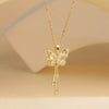 Wholesale Women's Copper And Titanium Steel Butterfly Pendant Necklace With Real Gold Plating And Enhanced Color Retention Sweet Style Cross Chain